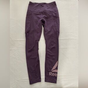 Reebok Purple Workout Leggings with Side Pockets. Size Small